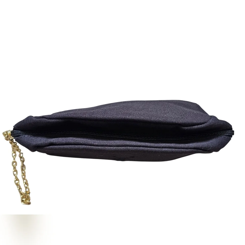 Yves Saint Laurent YSL Black Makeup Wristlet w/Gold Chain And Parfum Sample, New